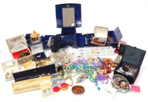 Silver and costume jewellery, including brooches, earrings, dress wristwatches, Trifari bracelet, ha