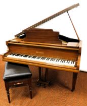 A Metzler mahogany cased baby grand piano, serial number 28510, together with a mahogany piano stool