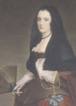Diego Velazquez. (Spanish 1599-1660) Lady with a Fan print, 48.5cm x 55.5cm.