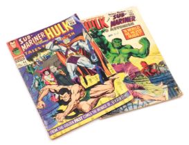 Marvel comics. Two editions of Sub-Mariner and The Incredible Hulk, Issue 90,95.