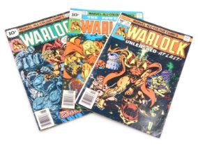 Marvel comics. Three editions of Warlock, issues 13, 14 and 15, (Bronze Age).
