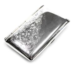 A Victorian silver bound purse, with engraved floral and foliate decoration, half reserve, monogram