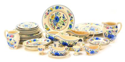 A group of Masons Regency pattern dinner wares, including sauce and gravy boats, dinner, dessert and