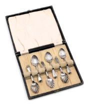 Six George III and William IV silver coffee spoons, with fluted bowls, London 1819 and 1831, 1.07oz.