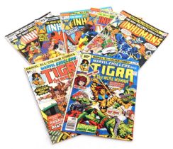 Marvel comics. Two editions of Tigra The Werewoman, issues 4, 5 and Five editions of The Inhumans,