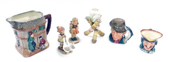 A group of English ceramics, including a Royal Doulton Oliver Twist Dickens series water jug, Dick T