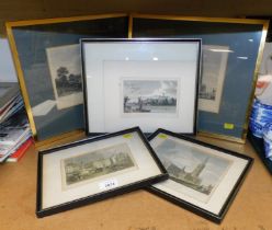 Five framed and glazed pictures, including prints og Grantham church and other local interest.