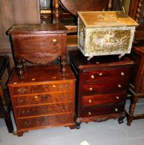 A brass coal box, two chests of four drawers and a box commode. (4) This lot is located at our addit