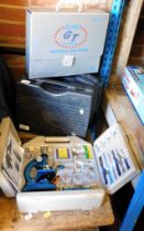 A Micro Scientist's case, including cased microscope, a pair of portable gas stoves, another in case