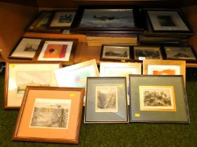 Pictures and prints, including etchings, landscapes, aerial studies, etc. (15)