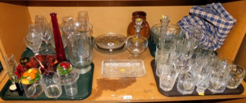 Glassware, to include drinking glasses, household glassware including small decanter, ashtray, etc.