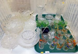 Glassware, to include cut glass vases, coloured glass, dessert glasses etc. (2 trays and loose).
