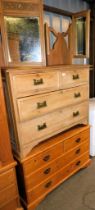 A Victorian stripped satin walnut dressing chest (AF), mirrors loose, with two short over two long d