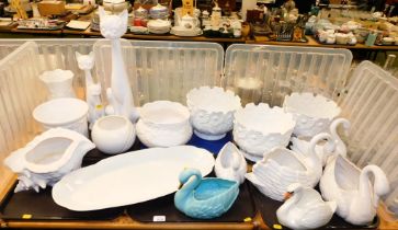Ceramics, to include ornamental wares and planters. (6 trays)