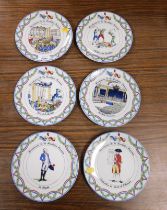 Six Apilco Bicentennial of The French Revolution collector's plates.