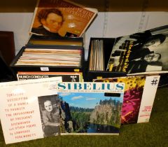 Three boxes of long playing records, mostly easy listening.
