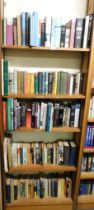 Books. Authors include Bill Bryson, Phillippa Gregory, Sarah Gayman, etc. (5 shelves)