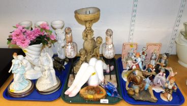 Ceramics, including planters, figurines, etc. (3 trays)