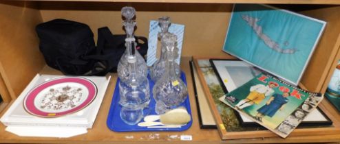 Ceramics and glassware, to include decanters, a collector's plate, camera bags, frame, picture frame