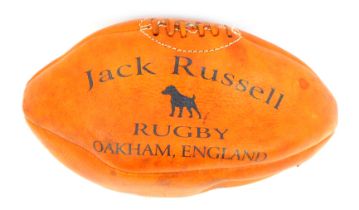 A 20thC leather rugby ball, for Jack Russell Rugby Oakham England and the Matt Hampson Foundation, b