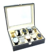 Ten gentlemen's wristwatches, to include Citizen Eco Drive, Megir, Sekonda, Royal London, etc., c