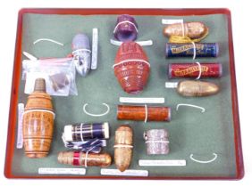 A group of needle and thimble cases, to include a white metal thimble case, embossed with flowers, m