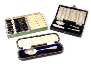 A Victorian silver fiddle pattern teaspoon, inscribed Ann, in presentation box, Birmingham 1893, 0.7