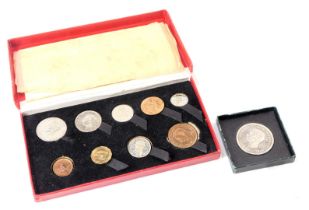A Festival of Britain 1951 collector's crown, and a Royal Mint 1950 coin set, boxed. (2)