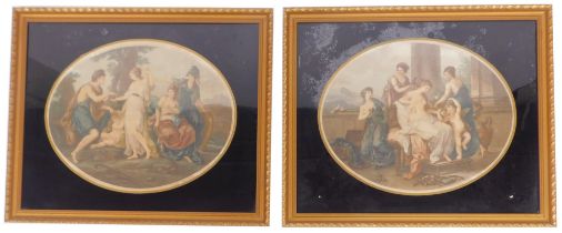 After Angelica Kauffman. Semi clad females and children in flowing robes, Victorian prints, a pair,
