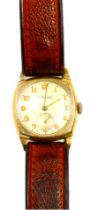 A Thomas Russellworth 9ct gold cased gentleman's wristwatch, the silvered numeric dial with gold han