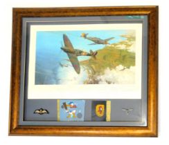 A Battle of Britain framed display, comprising after Robert Taylor, The Battle for Britain, limited