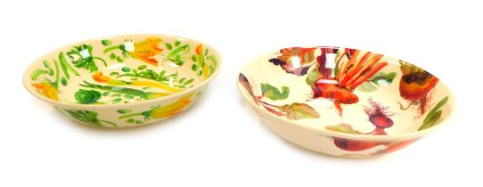 Two Emma Bridgewater pottery bowls from the Vegetable Garden series, comprising beetroot and courget