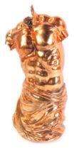 A modern copper finish figure of a gentleman's torso, 30cm high.