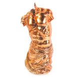 A modern copper finish figure of a gentleman's torso, 30cm high.