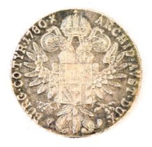 An Austrian Maria Theresa silver Thaler, dated 1780, 0.94oz.