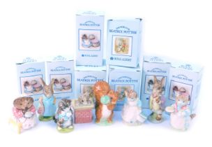 Eight Royal Albert Beatrix Potter figures, comprising Mrs Ribby, Mrs Flopsy Bunny, Mrs Tiggy Winkle