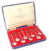 A Coronation set of silver teaspoons, comprising The Monarchs of the Century 1837-1937, including Vi