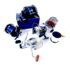 Fishing tackle, comprising spool reels, Penn 1000, Sigma 2951-380, Shakespeare 2153, Storm Force 60,