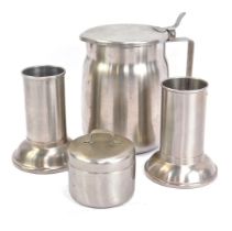 A group of United States Army Medical Corps Vollrath smallwares, comprising stainless steel coffee p