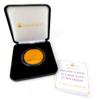 A Queen Victoria five pound sovereign 1887, 39.94g, in fitted case with certificate of authenticity.