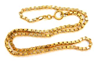 A 9ct gold box link chain, 40cm long, 12.5g.