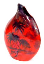 A Peggy Davies ceramics red and black ombre vase, artist's trial signed by Peter Day, on a red groun