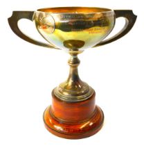 A George V silver trophy cup, the winged handles with applied Australia map, inscribed Australia Win