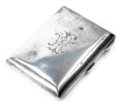 An Edward VII silver rectangular cigarette case, with two thumb piece hinged design, bearing the ini