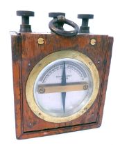 A 20thC Elliott Bros of London galvanometer, mahogany cased, the silvered dial with brass ring, in w