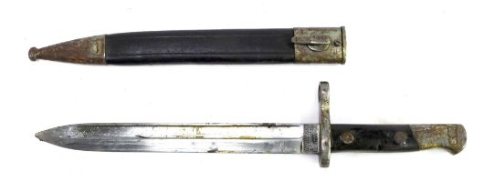 A Spanish Mauser 1893 pattern bayonet, inscribed Artilleria Fca de toledo, 1897 to the ricasso, with