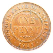 A George V Commonwealth of Australia 1925 copper one penny coin.