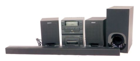 A Sony Hi-Fi, PMC-301L, together with a pair of speakers, with remote and instruction manual, a Sony