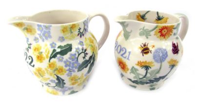 Two Emma Bridgewater pottery one and a half pint jugs, comprising Forget Me Not and Primrose Year ju