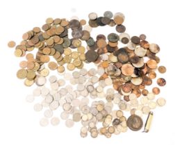 A group of pre decimal coinage, comprising pennies, halfpennies, farthings, Canadian dollars, foreig